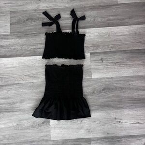 Black ruffle skirt and top set